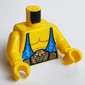 Torso Muscles with Blue Tank Top and Large Gold and Black Belt Print Print, Yellow Arms, Yellow Hands
