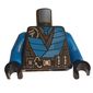 Torso Robe, Dark Azure Trim, Dark Grey Utility Belt Print (Nya), Dark Azure Arms, Black Hands