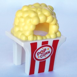 Costume Popcorn Bucket with Red Stripes, 'POP CORN' print
