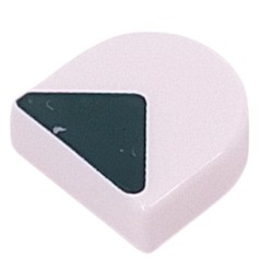 LEGO part 24246pr0060 Tile Round 1 x 1 Half Circle with Dark Green Triangle print in White