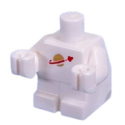 LEGO part 25128pr0001 Baby / Toddler Body with Fixed Arms with Classic Space Logo print in White