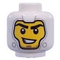 Minifig Head Facemask, Yellow Face, Black Eyebrows, Breathing Mask / Crooked Smile