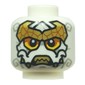Minifig Head Loyalist, Yellow/Orange Eyes, Light Bluish Grey Markings, Gold Tiara, Sharp Teeth, Neutral / Fangs