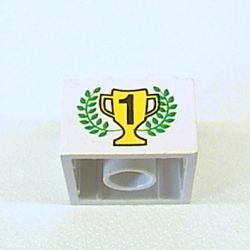Brick 2 x 2 with Gold 1st Place Cup and Laurels Print