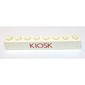 Brick 1 x 8 without Bottom Tubes with Cross Side Supports with 'KIOSK' Thin Red Print
