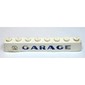 Brick 1 x 8 without Bottom Tubes with Cross Side Supports with 'VW GARAGE' Sans-Serif Thick Blue Print