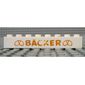 Brick 1 x 8 without Bottom Tubes with Cross Side Supports with 'BÄCKER' (BACKER) Narrow, Pretzels Gold Print