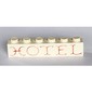 Brick 1 x 6 without Bottom Tubes with Cross Side Supports with 'HOTEL' Curvy Red print