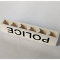 Brick 1 x 6 with Bottom Tubes and 2 Lowered Cross Supports with 'POLICE' Thin Black Print