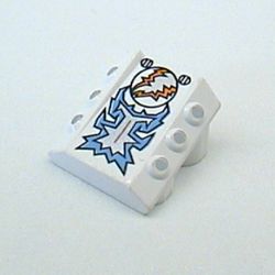 Slope 2 x 2 No Studs, with 3 Side Pistons Raised Edges and Freeze Blue/Silver/Orange Print