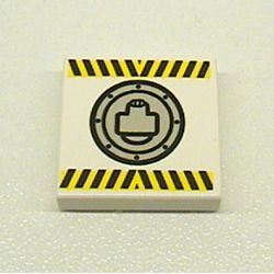 Tile 2 x 2 with Black and Yellow Danger Stripes and Round Hatch Print