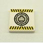 Tile 2 x 2 with Black and Yellow Danger Stripes and Round Hatch Print