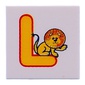 Tile 2 x 2 with Yellow 'L', Lion print