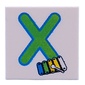 Tile 2 x 2 with Lime 'X', Xylophone print
