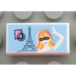 Tile 1 x 2 with Eiffel Tower and Girl Waving Print