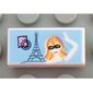 Tile 1 x 2 with Eiffel Tower and Girl Waving Print