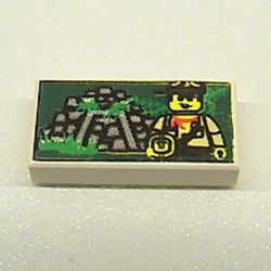 Tile 1 x 2 with Minifig and Jungle Ruins Print