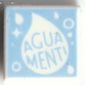 Tile 1 x 1 with Bright Light Blue 'AGUAMENTI' print
