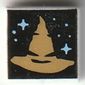 Tile 1 x 1 with Gold Sorting Hat print