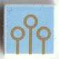 Tile 1 x 1 with 3 Gold Quidditch Hoops, Bright Light Blue Background print