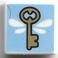 Tile 1 x 1 with Gold Key, White Wings, Bright Light Blue Background print