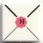 Tile 1 x 1 with Envelope, Red Wax Seal, Black 'H' print