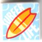 Tile 1 x 1 with Orange/Red Surf Board, 'SURFER LIFE' on Medium Blue Background print