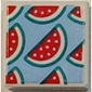 Tile 1 x 1 with Watermelon Slices on Bright Light Blue Background print