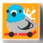 Tile 1 x 1 with Pigeon on Red Skateboard, Bright Light Orange Background print