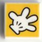 Tile 1 x 1 with Mickey Mouse Glove/Hand, Fingers Spread Out on Yellow Background print