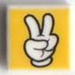 Tile 1 x 1 with Mickey Mouse Glove/Hand, 2 Fingers Up on Yellow Background print