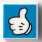 Tile 1 x 1 with Mickey Mouse Glove/Hand, Thumbs Up on Blue Background print