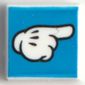 Tile 1 x 1 with Mickey Mouse Glove/Hand, Pointing on Blue Background print