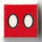 Tile 1 x 1 with White Dots, Black Circles on Red Background (Mickey Mouse Pants Buttons) print