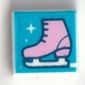Tile 1 x 1 with Bright Pink Ice Skate on Blue Background print