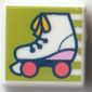 Tile 1 x 1 with Roller Skate with Coral Wheels on Lime Background print