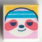 Tile 1 x 1 with Coral Sloth with Dark Azure Headband on Bright Light Orange Background print