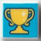 Tile 1 x 1 with Yellow Trophy on Dark Azure Background print