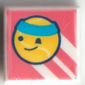 Tile 1 x 1 with Yellow Tennis-ball with Dark Azure Headband on Coral Background print