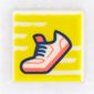 Tile 1 x 1 with Coral Sneaker on Yellow Background print