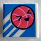 Tile 1 x 1 with Coral Basketball on Dark Azure Background print