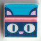 Tile 1 x 1 with Dark Blue Cat with Coral Headband print