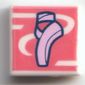 Tile 1 x 1 with Bright Pink Ballet Shoes on Coral Background print
