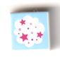 Tile 1 x 1 with White Cloud, Magenta Stars, Medium Azure Background print