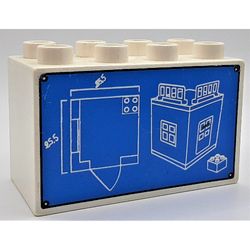 Duplo Brick 2 x 4 x 2 with House Blueprint and Brick Print