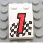 Slope 33° 3 x 2 with Red '1', Chequered Flag Print