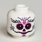 Minifig Head Skeleton, Dark Pink Round Eyes, Heart, Black Decorations print