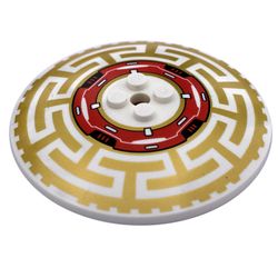 Dish 8 x 8 Inverted [Radar] with Red, Black and Pearl Gold Geometric Print