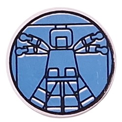 Tile Round 2 x 2 with Light Blue Vitruvian Minifig Print