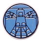 Tile Round 2 x 2 with Light Blue Vitruvian Minifig Print